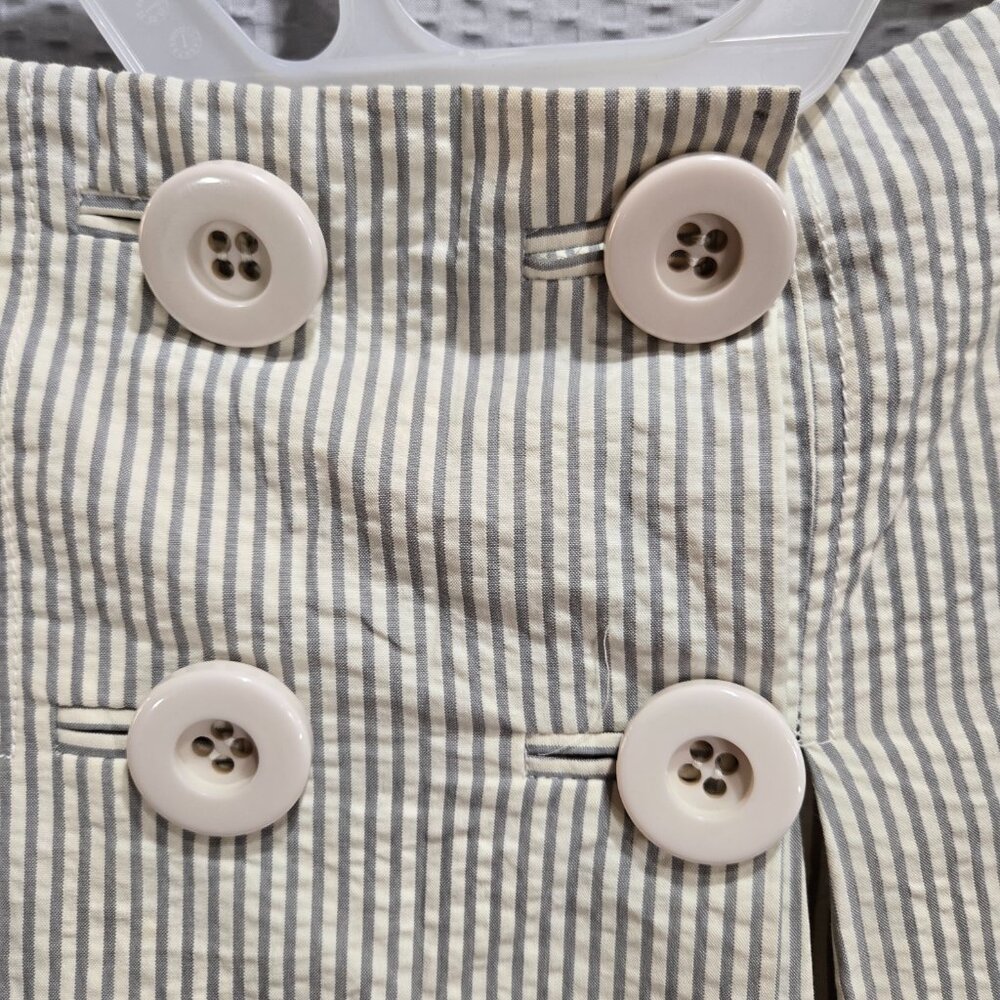 J Crew Gray & White Striped Seersucker Nautical Academia Pleated Cotton Skirt - Picture 5 of 12
